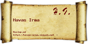 Havas Irma névjegykártya